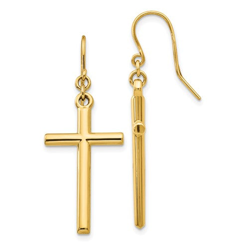 14k-cross-shepherd-hook-dangle-earrings-SolomonJeweler-Wichita-KS-CustomJewelry