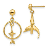 14k-polished-3-d-dolphin-jumping-through-hoop-dangle-earrings-SolomonJeweler-Wichita-KS-CustomJewelry
