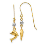 14k-two-toned-puffed-dolphin-shepherd-hook-earrings-SolomonJeweler-Wichita-KS-CustomJewelry