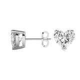 1 1/2 CT. T.W. Heart Shaped Certified Lab Diamond Solitaire Stud Earrings (VS1-E)