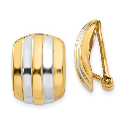 14k-rhodium-ribbed-non-pierced-omega-back-earrings-SolomonJeweler-Wichita-KS-CustomJewelry