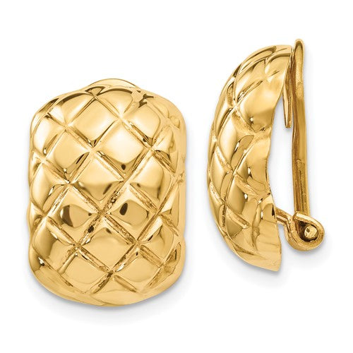 14k-polished-quilted-non-pierced-omega-back-earrings-SolomonJeweler-Wichita-KS-CustomJewelry