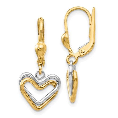 14k-two-tone-heart-leverback-dangle-earrings-SolomonJeweler-Wichita-KS-CustomJewelry