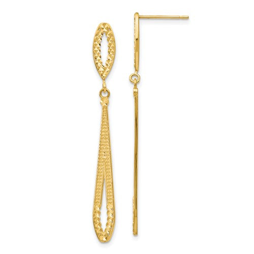 14k-diamond-cut-dangle-post-earrings-SolomonJeweler-Wichita-KS-CustomJewelry