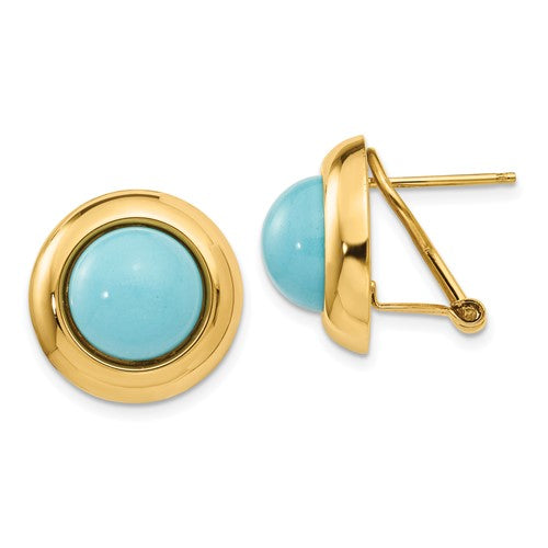 14k-omega-clip-reconstituted-turquoise-earrings-SolomonJeweler-Wichita-KS-CustomJewelry