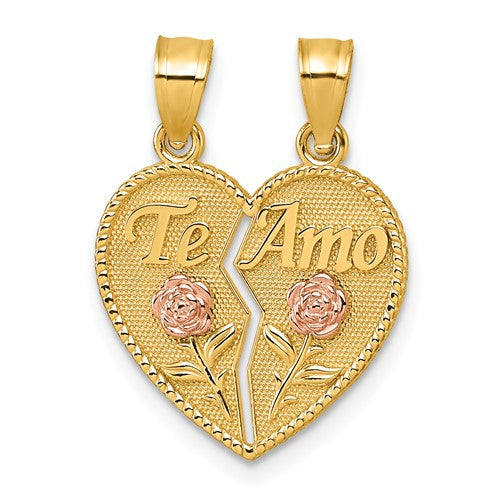 14k-two-tone-break-apart-heart-with-te-amo-and-roses-pendant-SolomonJeweler-Wichita-KS-CustomJewelry