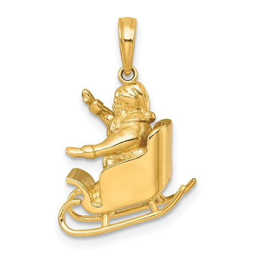 14k-polished-3-d-santa-in-sleigh-waving-charm-SolomonJeweler-Wichita-KS-CustomJewelry