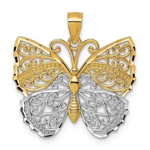 14k-rhodium-textured-fancy-butterfly-pendant-SolomonJeweler-Wichita-KS-CustomJewelry