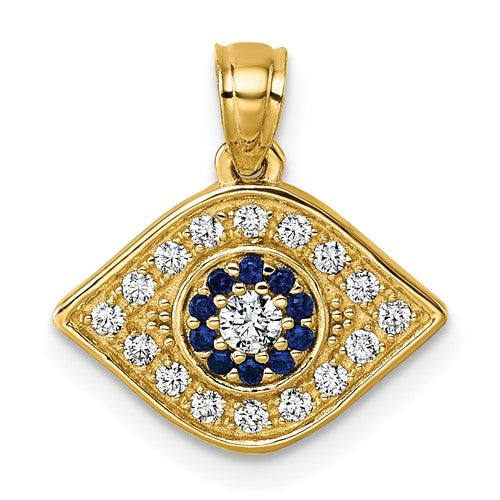 14k-polished-lab-created-blue-spinel-and-cz-evil-eye-pendant-SolomonJeweler-Wichita-KS-CustomJewelry