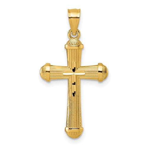 14k-polished-and-d-c-grooved-cross-pendant-SolomonJeweler-Wichita-KS-CustomJewelry