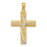 14k-rhodium-polished-floral-tree-leaves-cross-pendant-SolomonJeweler-Wichita-KS-CustomJewelry
