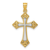 14k-two-tone-diamond-cut-polished-cross-pendant-SolomonJeweler-Wichita-KS-CustomJewelry