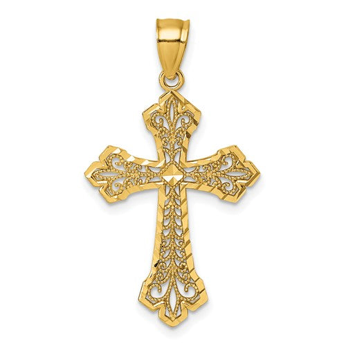 14k-polished-diamond-cut-filigree-textured-fancy-cross-pendant-SolomonJeweler-Wichita-KS-CustomJewelry