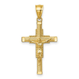 14k-polished-diamond-cut-textured-crucifix-pendant-SolomonJeweler-Wichita-KS-CustomJewelry