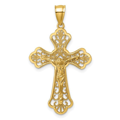 14k-polished-diamond-cut-filigree-fancy-crucifix-pendant-SolomonJeweler-Wichita-KS-CustomJewelry