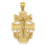 14k-polished-and-textured-cara-vaca-crucifix-pendant-SolomonJeweler-Wichita-KS-CustomJewelry