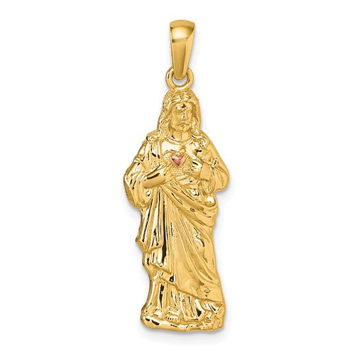 14k-with-rose-tone-polished-sacred-heart-of-jesus-pendant-SolomonJeweler-Wichita-KS-CustomJewelry