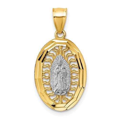 14k-w-rhodium-polished-and-diamond-cut-guadalupe-pendant-SolomonJeweler-Wichita-KS-CustomJewelry