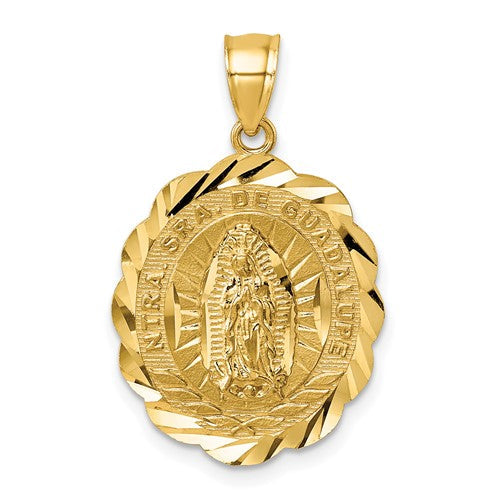 14k-polished-d-c-spanish-version-lady-of-guadalupe-pendant-SolomonJeweler-Wichita-KS-CustomJewelry