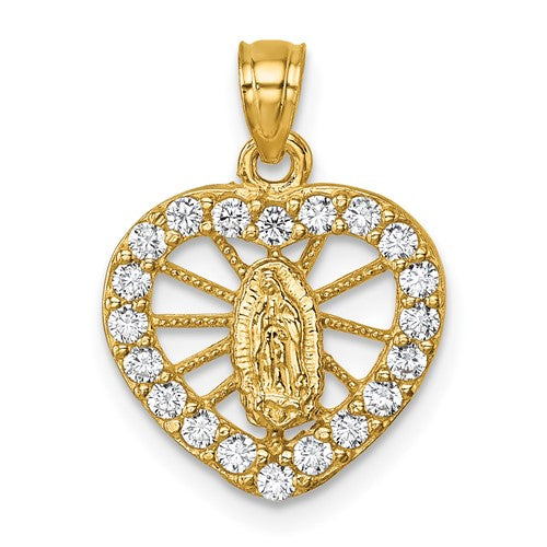 14k-polished-cz-heart-our-lady-of-guadalupe-pendant-SolomonJeweler-Wichita-KS-CustomJewelry