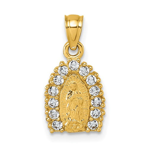 14k-polished-cz-our-lady-of-guadalupe-pendant-SolomonJeweler-Wichita-KS-CustomJewelry