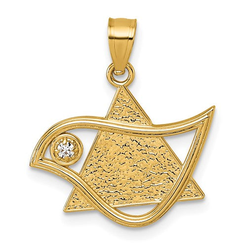 14k-polished-textured-cz-bird-triangle-star-of-david-pendant-SolomonJeweler-Wichita-KS-CustomJewelry
