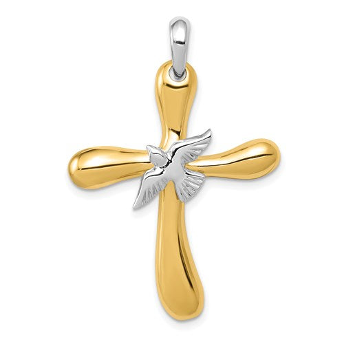 14k-two-tone-dove-cross-pendant-SolomonJeweler-Wichita-KS-CustomJewelry
