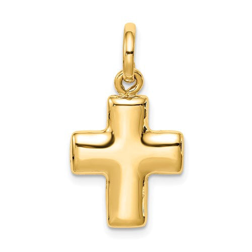14k-puffed-cross-charm-SolomonJeweler-Wichita-KS-CustomJewelry