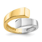 14k two-tone square overlapping ring, gold and silver jewelry, stylish design, Solomon Jewelers ring on display.