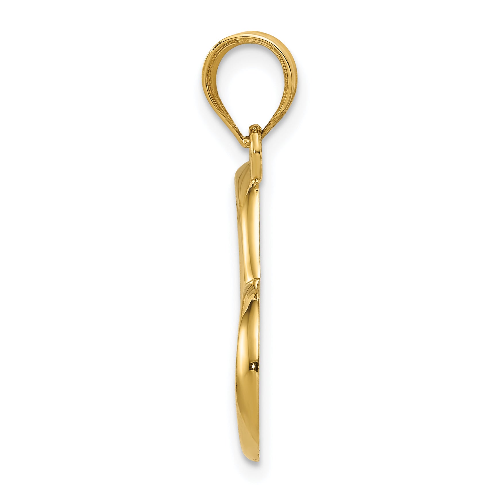 14K Polished Dangling Heart Pendant - Solomon Jewelers