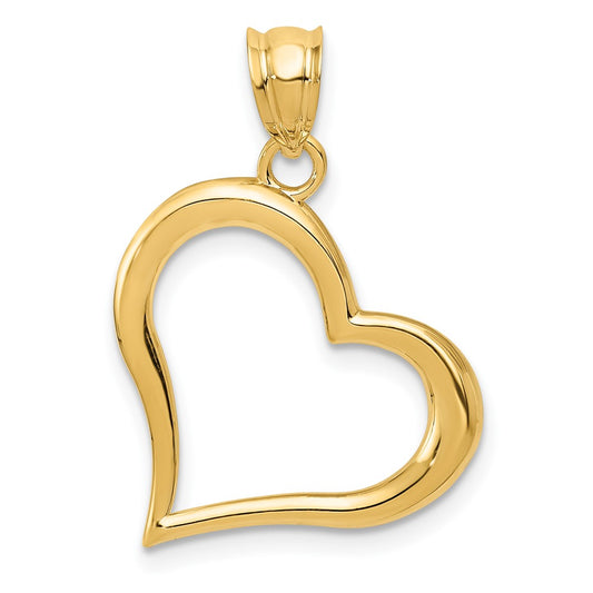 14K Polished Dangling Heart Pendant - Solomon Jewelers