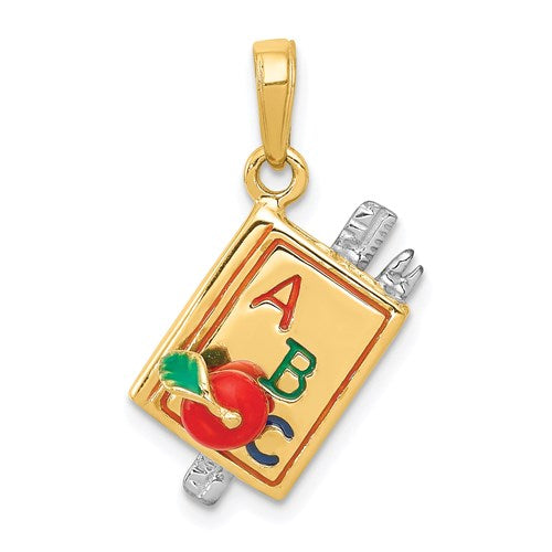 14k-two-tone-3-d-enameled-abc-school-book-pendant-SolomonJeweler-Wichita-KS-CustomJewelry