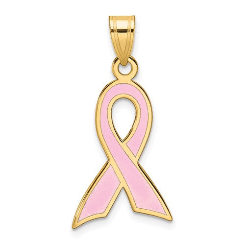 14k-large-enameled-pink-awareness-ribbon-pendant-SolomonJeweler-Wichita-KS-CustomJewelry