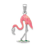 14k-white-gold-enameled-3-d-pink-flamingo-pendant-SolomonJeweler-Wichita-KS-CustomJewelry