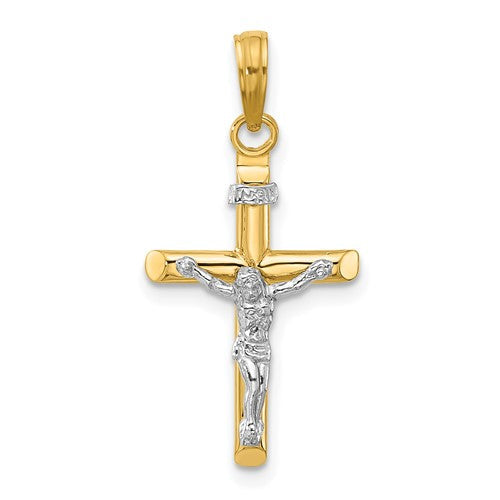 14k-two-tone-inri-hollow-crucifix-charm-SolomonJeweler-Wichita-KS-CustomJewelry