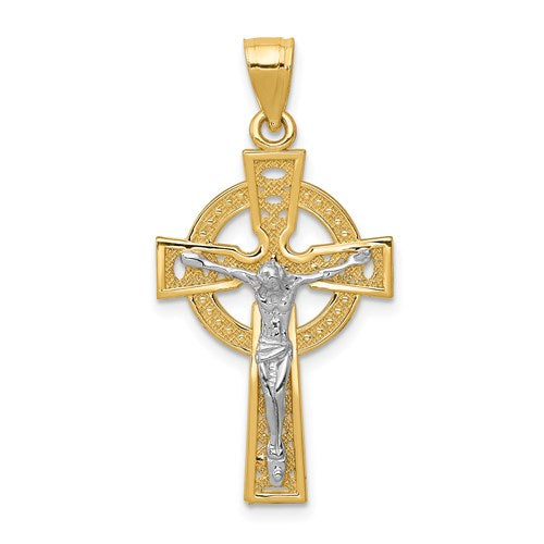 14k-two-tone-iona-crucifix-pendant-SolomonJeweler-Wichita-KS-CustomJewelry
