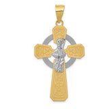14k-two-tone-and-rhodium-st-patrick-celtic-cross-pendant-SolomonJeweler-Wichita-KS-CustomJewelry