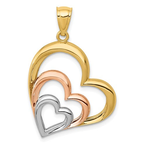 14k-two-tone-and-white-rhodium-polished-3-hearts-pendant-SolomonJeweler-Wichita-KS-CustomJewelry