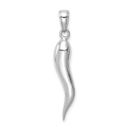 14k-white-gold-large-3d-italian-horn-pendant-SolomonJeweler-Wichita-KS-CustomJewelry