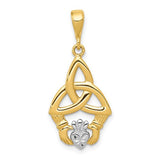 14k-rhodium-diamond-cut-claddagh-pendant-SolomonJeweler-Wichita-KS-CustomJewelry
