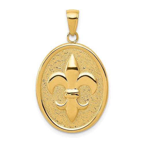 14k-fleur-de-lis-on-oval-disk-pendant-SolomonJeweler-Wichita-KS-CustomJewelry