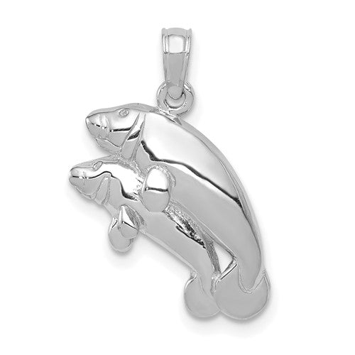 14k-white-gold-double-manatee-pendant-SolomonJeweler-Wichita-KS-CustomJewelry