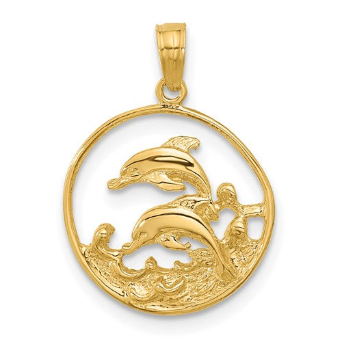 14k-double-dolphin-circle-pendant-SolomonJeweler-Wichita-KS-CustomJewelry