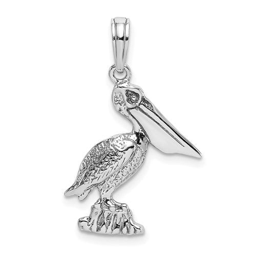 14k-white-gold-standing-pelican-charm-SolomonJeweler-Wichita-KS-CustomJewelry