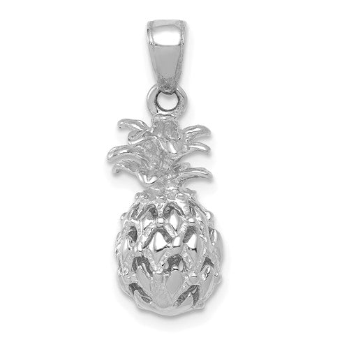 14k-white-gold-3d-cut-out-pineapple-pendant-SolomonJeweler-Wichita-KS-CustomJewelry