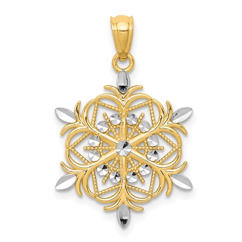 14k-w-rhodium-diamond-cut-snowflake-pendant-SolomonJeweler-Wichita-KS-CustomJewelry
