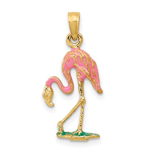 14k-enameled-flamingo-pendant-SolomonJeweler-Wichita-KS-CustomJewelry