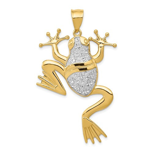 14k-and-rhodium-diamond-cut-frog-pendant-SolomonJeweler-Wichita-KS-CustomJewelry