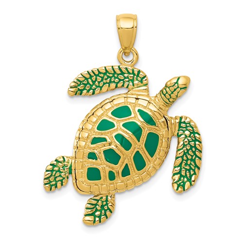 14k-3-d-enameled-sea-turtle-pendant-SolomonJeweler-Wichita-KS-CustomJewelry