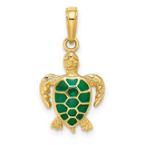 14k-green-enameled-sea-turtle-pendant-SolomonJeweler-Wichita-KS-CustomJewelry